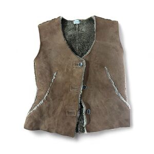 Mid Brown Suede Shearling Vest